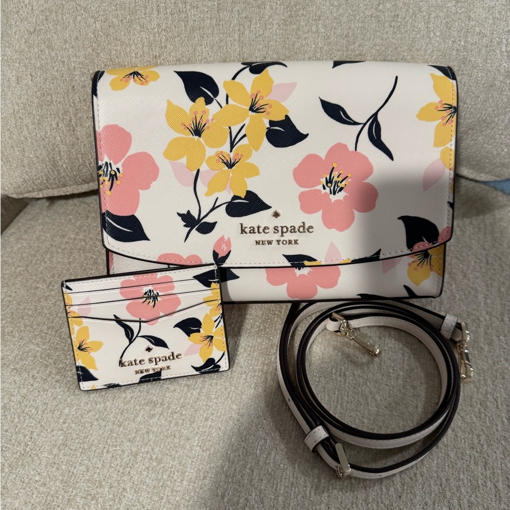 Kate Spade floral purse and matching card case